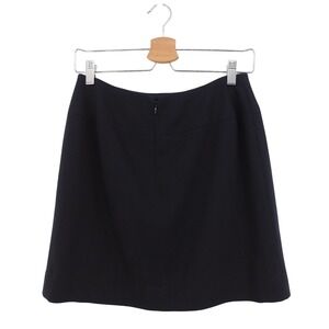 VTG Chanel Boutique Black Wool A-Line Mini Skirt 90s Made in France Size 40